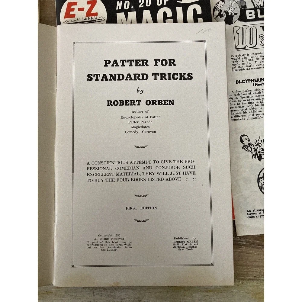 Vintage booklets Tricks w/ Thumb Tip Patter for Magic Tricks E-Z catalog 1950's